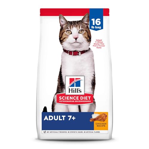Hill's Science Diet Dry Cat Food, Adult 7+ for Senior Cats, Chicken Recipe, 16 lb Bag