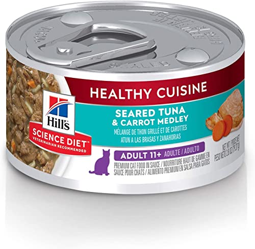 Hill's Science Diet Wet Cat Food, Adult 11+ for Senior Cats, Healthy Cuisine, Seared Tuna & Carrot Recipe, 2.8 oz Cans, 24-pack