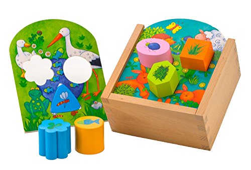 Book Cover HABA Nature Shapes - Wooden Shape Sorting Box with 4 Scenes and 6 Shapes for Beginner Puzzling - Ages 1 and Up