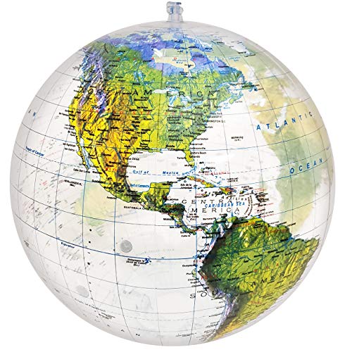 Jet Creations 16" Topographic Clear Globe Inflatable Toy, Multi