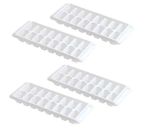 Book Cover Kitch Easy Release White Ice Cube Tray, 16 Cube Trays (Pack of 4) (4 Pack - 64 Cubes)