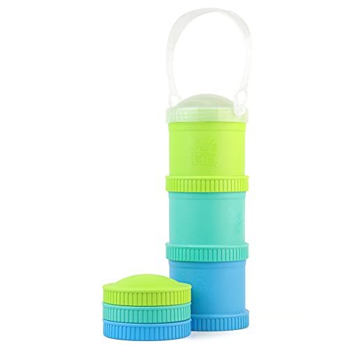 Re-Play Made in USA Stackable Food & Snack Storage Containers | 3 Storage Lids and 1 Travel Lid | Made with Eco Friendly Heavyweight Recycled Milk Jugs| Virtually Indestructible| Sky,Aqua,Lime