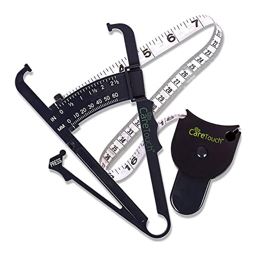 Book Cover Care Touch Skinfold Body Fat Caliper Set, Measure Tape Included