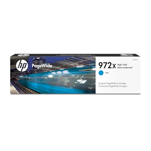 HP 972X PageWide High Yield Cyan Ink Cartridge Printers| Works with Printer Series: PageWide Pro 452, 477, 552dw, 577 | L0R98AN