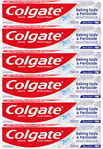 Book Cover Colgate Baking Soda and Peroxide Whitening Toothpaste - 8 ounce (6 Pack)