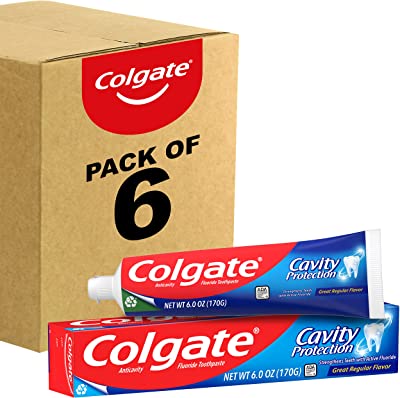 Book Cover Colgate Cavity Protection Toothpaste with Fluoride - 6 Ounce (Pack of 6)