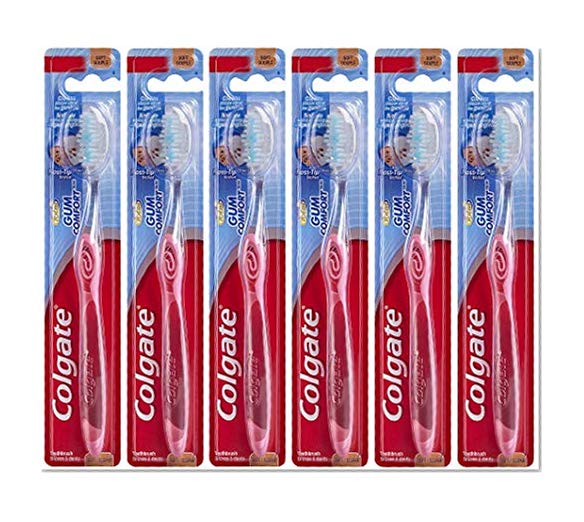 Colgate Gum Comfort Toothbrush with Floss-Tip Bristles, Soft - 6 pack