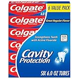 Colgate Cavity Protection Toothpaste with Fluoride, Minty Great Regular Flavor, Anti Cavity Toothpaste, 6 Pack, 6 Oz Tubes