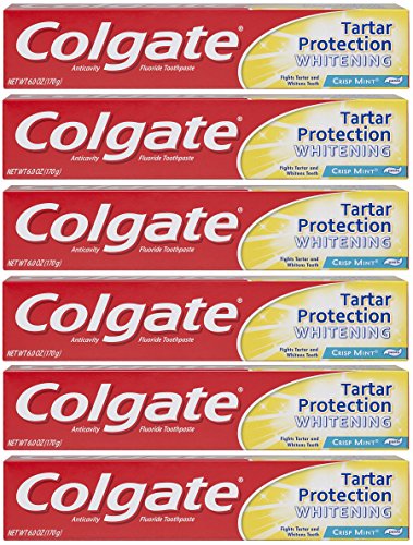 Book Cover Colgate Tartar Protection Toothpaste with Whitening, Mint - 6 ounce (6 Pack)
