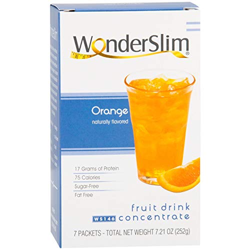 WonderSlim Low-Carb Liquid Protein Fruit Drink Concentrate - Orange (7 servings/Box) - Low Carb, Low Calorie, Fat Free, Sugar Free, Aspartame Free Diet Drink Mix