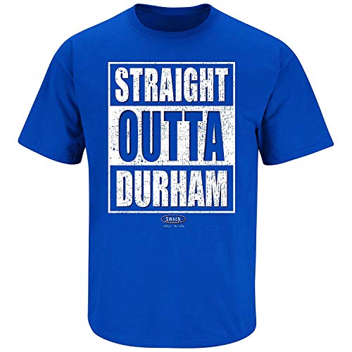 Smack Apparel Duke Basketball Fans. Straight Outta Durham Royal Blue T Shirt (Sm-5X) (Short Sleeve, X-Large)