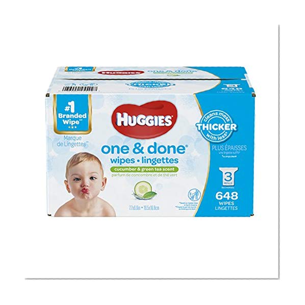 HUGGIES One & Done Scented Baby Wipes, Hypoallergenic, 3 Refill Packs, 648 Count Total