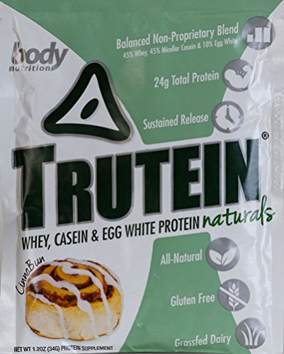 Body Nutrition Trutein Naturals CinnaBun Protein Blend Sample 34g All Natural Grass Fed Protein Shakes/Shake, Meal Replacement Drink Mix, Post Workout Recovery Shake Powder, Breakfast Shake