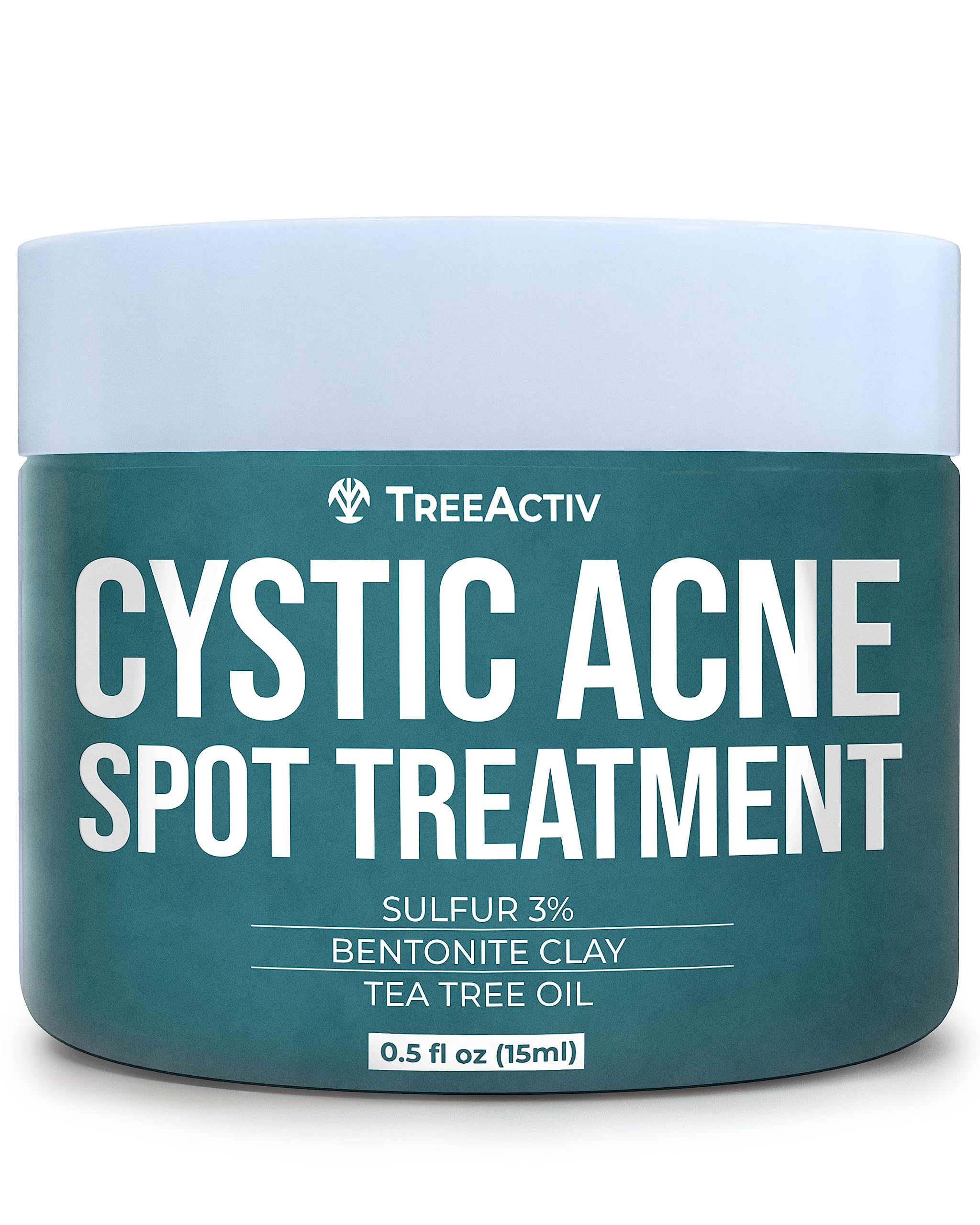 Book Cover TreeActiv Cystic Acne Spot Treatment, Hormonal Acne Treatment & Overnight Sulfur Cystic Acne Treatment For Face, Pimples, and Blemishes for Adults, Men, and Women - 0.5oz 120+ Uses