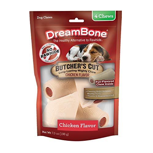 DreamBone Butcher’s Cut Chews 4 Count, Rawhide-Free Chews For Dogs, With Chicken-Flavor Chew Center