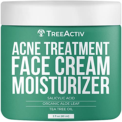 Book Cover TreeActiv Acne Treatment Face Cream Moisturizer | Tea Tree & Salicylic Acid Lotion for Pimple, Blackhead, Whitehead, Milia Removal | Hydrating Facial Cream for Sensitive & Oily Skin | 90-Day Supply