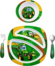 Book Cover John Deere's Johnny Tractor and Friends Feeding 4 Piece Set, Green, Brown, Yellow, Blue, White, Red