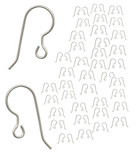 RNT TC Pure Titanium French Ear Wires, 50 Pieces, Hypoallergenic Earring Supplies