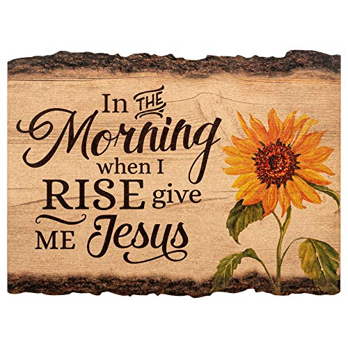 Book Cover P. Graham Dunn in The Morning When I Rise Give Me Jesus Sunflower 9 x 12 Wood Bark Edge Design Wall Art Sign