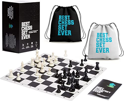 Best Chess Set Ever Triple Weighted Tournament Style Chess Set with Exclusive Chess Strategy Guide - 20” x 20” Silicone Board + Heavy Staunton Chess Pieces