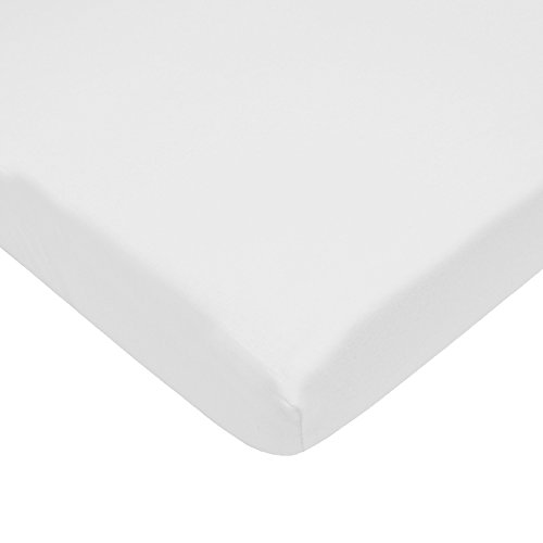 TL Care 100% Natural Cotton Jersey Knit Fitted Portable/Mini-Crib Sheet, White, Soft Breathable, for Boys and Girls,"Can be Used as Medical Sheets for Neonatal Cribette"