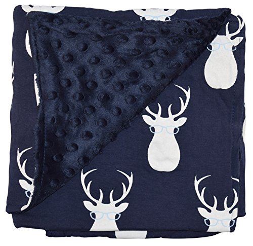 Book Cover Unique Baby Soft Textured Minky Dot Blanket, Moose Blue