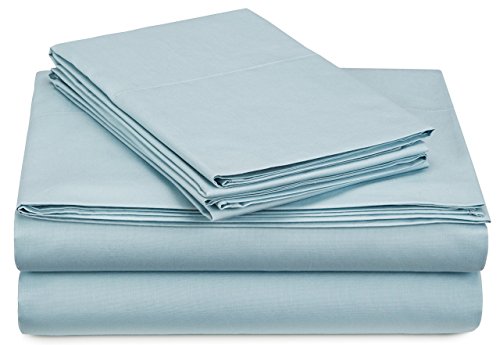 Book Cover Amazon Brand â€“ Pinzon 300 Thread Count Percale Cotton Sheet Set - Twin XL, Spa Blue