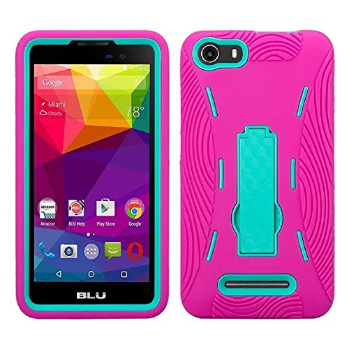 BLU Advance 5.0 Case, Premium Rugged Heavy Duty Drop Proof Case with Kickstand for BLU Advance 5.0 (It Doesn't fit BLU Advance 5.0 HD A050U)-Pink Teal