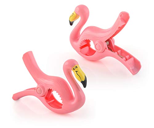Flamingo BocaClips by O2COOL, Beach Towel Holders, Clips, Set of two, Beach, Patio or Pool Accessories, Portable Towel Clips, Chip Clips, Secure Clips, Assorted Styles