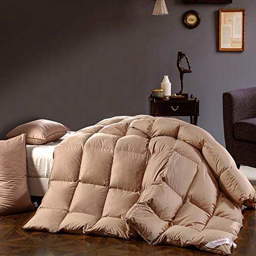 Book Cover SNOWMAN Luxurious Goose Down Comforter King Size 100% Cotton Shell with Corner Tab-Extra Warm, Khaki Solid