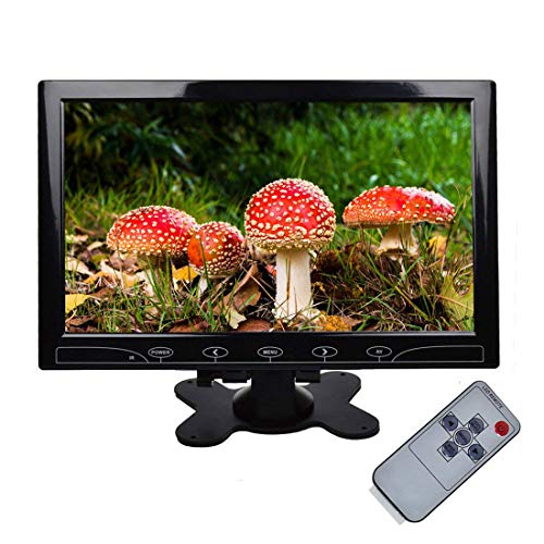 TOGUARD 10.1 inch Ultrathin CCTV Security Monitor HD 1024x600 TFT LCD Color Display Screen with HDMI VGA AV Input, Built-in Speaker, Touch Keys, Remote Control for Raspberry Pi Computer Use