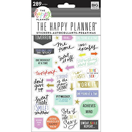 me & my BIG ideas Themed Stickers - The Happy Planner Scrapbooking Supplies - Fitness Theme - Multi-Color - Perfect for Scrapbooking & Paper Crafts - 5 Sheets