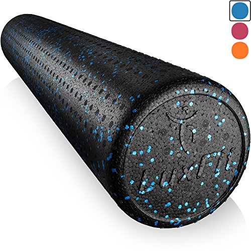LuxFit Foam Roller, Speckled Foam Rollers for Muscles 3 Year Warranty Long High Density Foam Roller for Physical Therapy Exercise Deep Tissue Muscle Massage Back Roller (Blue, 24 Inch)