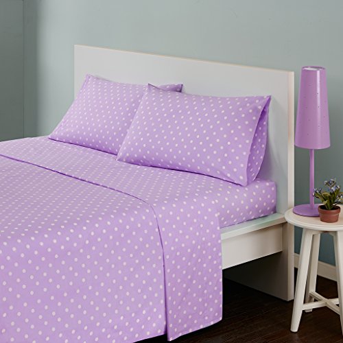 Mi Zone 100% Cotton Percale Ultra Soft Sheet Set, Twin, Purple