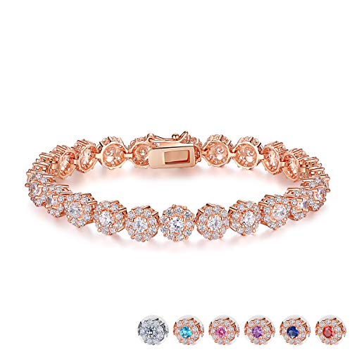 Bamoer Mother's Day Gift Luxury Rose Gold Plated Bracelet with Sparkling White Cubic Zirconia Stones for Women