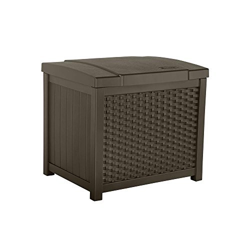 Suncast 22 Gallon Resin Storage Box - Contemporary Indoor and Outdoor Bin Stores Tools, Toys, and Accessories - Mocha Wicker