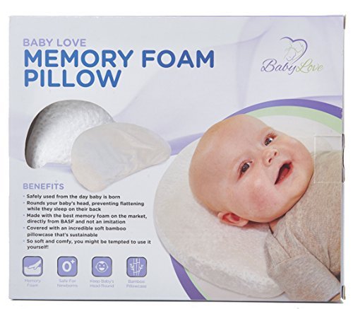 Book Cover Baby Head Shaping Pillow | Memory Foam Baby Pillow With Natural Bamboo Pillowcase To Prevent Flat Head Syndrome (Plagiocephaly) and Torticollis Correction in Newborn Infants