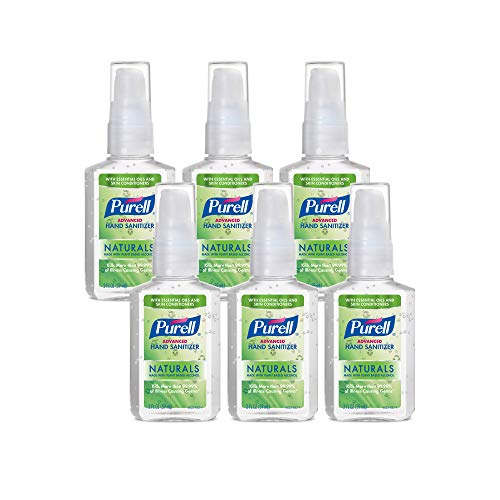 Book Cover PURELL Advanced Hand Sanitizer Naturals with Plant Based Alcohol, Citrus scent, 2 Fl Oz Travel Size Pump Bottle (Pack of 6)- 9623-04-EC