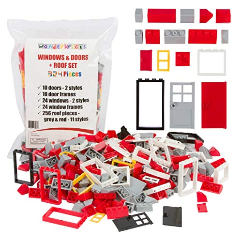 The Wonderland Company 324 Piece Windows, Doors, and Roof Tiles Set - Tight Fit with Major Brands.