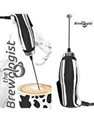 Book Cover Turbo Milk Frother and Frappe Maker with SUPER POWERFUL motor for Bulletproof Coffee Drinks Protein Shakes Matcha Tea Cappuccino Frappucino and More by The Brewologist (Chrome, Handheld electric)