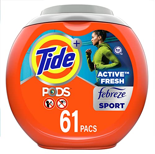 Book Cover Tide PODS 4 in 1 Febreze Sport Odor Defense, Laundry Detergent Soap PODS, High Efficiency (HE), 61 Count
