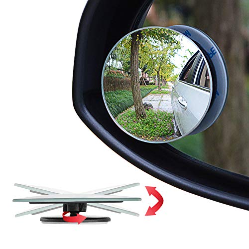 Ampper 2" Round Blind Spot Mirrors, Adjustabe HD Glass Convex Wide Angle Rear View Car SUV Universal Fit Stick-On Lens, Pack of 4