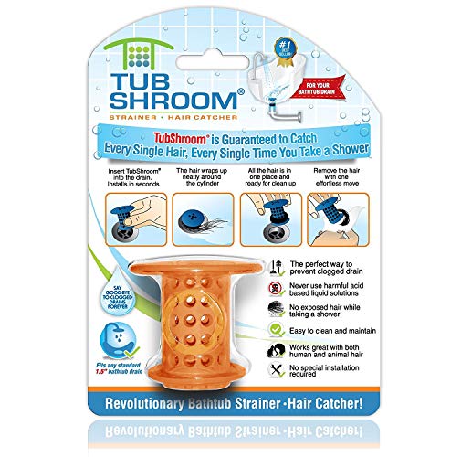 Book Cover TubShroom. The Revolutionary Tub Drain Protector Hair Catcher/Strainer/Snare, Orange