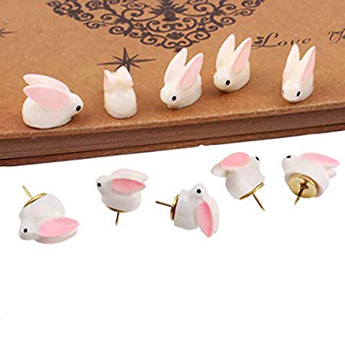 Extpro Set of 10 Cute 3D Cartoon Rabbit Decorative Pushpins, Photo, Map Thumbtacks Office Supplies (Rabbit)