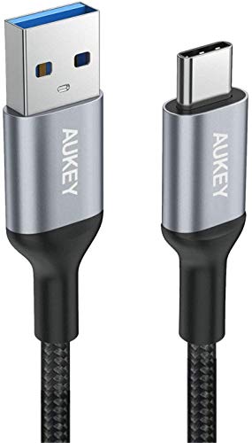 AUKEY USB C Cable 6ft Braided USB 3.0 Type C Cable Fast Charge for Samsung Galaxy S8 S8 Plus Note 8, LG V30 V20 G6 G5, Google Pixel 2/2 XL, HTC U11/10