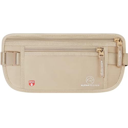 Alpha Keeper Money Belt for Travel Hidden Under Clothes – RFID Blocking Passport Holder & Slim Waist Wallet Pouch for Women & Men, Anti-Theft Travel Accessories
