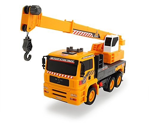 Dickie Toys Air Pump Action Mobile Crane Truck, 12" Yellow