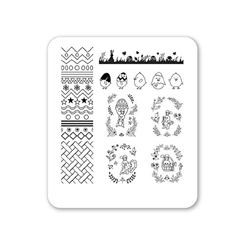 Winstonia Nail Art Stamping Plate Spring Easter Cute Manicure Image Stencils (A Very Bunny Day)