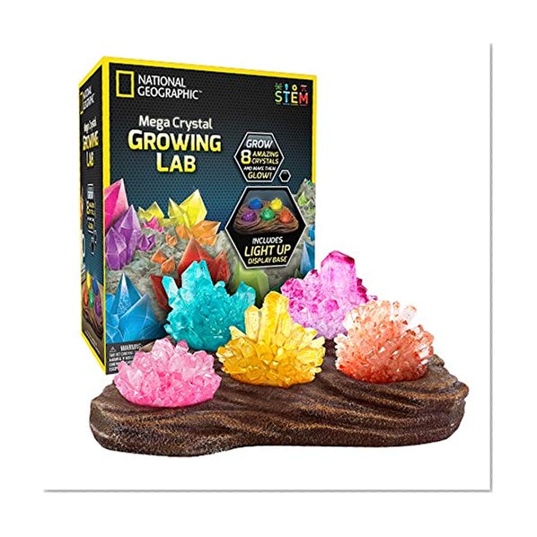 Book Cover NATIONAL GEOGRAPHIC Mega Crystal Growing Lab – 8 Colors to Grow with Night Light Display Stand!