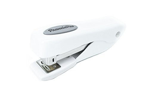 Book Cover Small Office Stapler, PraxxisPro Fortis Compact Grip, Mini Desktop Stapler (White)